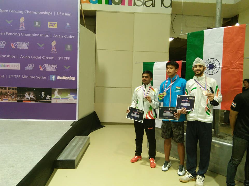 Arshvir Singh of class 10+1 & Ayush Garg of class 10, Sarvhitkari Vidya Mandir, Khamanon, representing #India at U-17 Fencing Thailand Open, 2017.